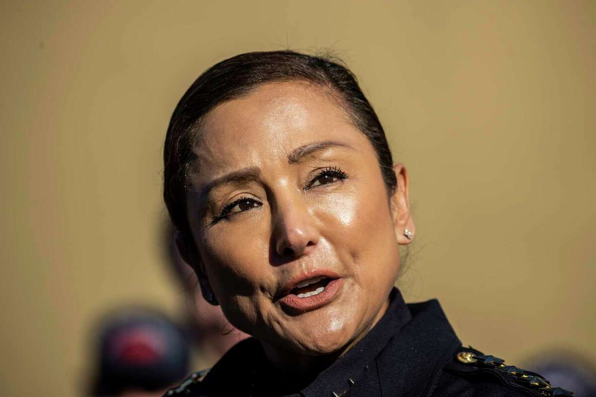 San Mateo County Sheriff Christina Corpus speaks during a press conference in response to a mass shooting in Half Moon Bay, Calif. Tuesday, Jan. 24, 2023. Seven people were killed and one person was injured in two separate locations nearby on Monday. The suspect, 66-year-old Chunli Zhao, was arrested in what investigators believe to be workplace violence.