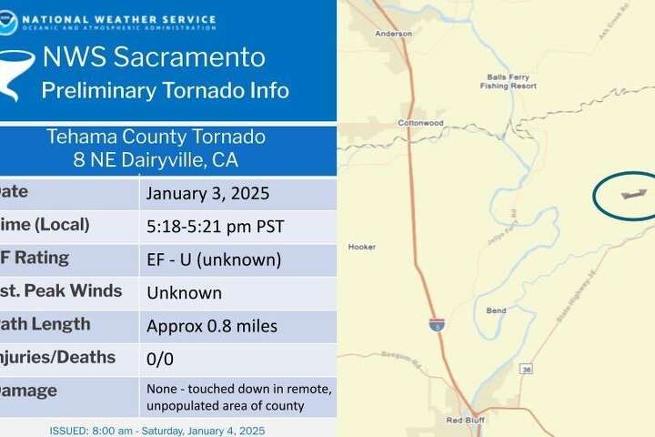 First U.S. tornado of 2025 spotted in Northern California