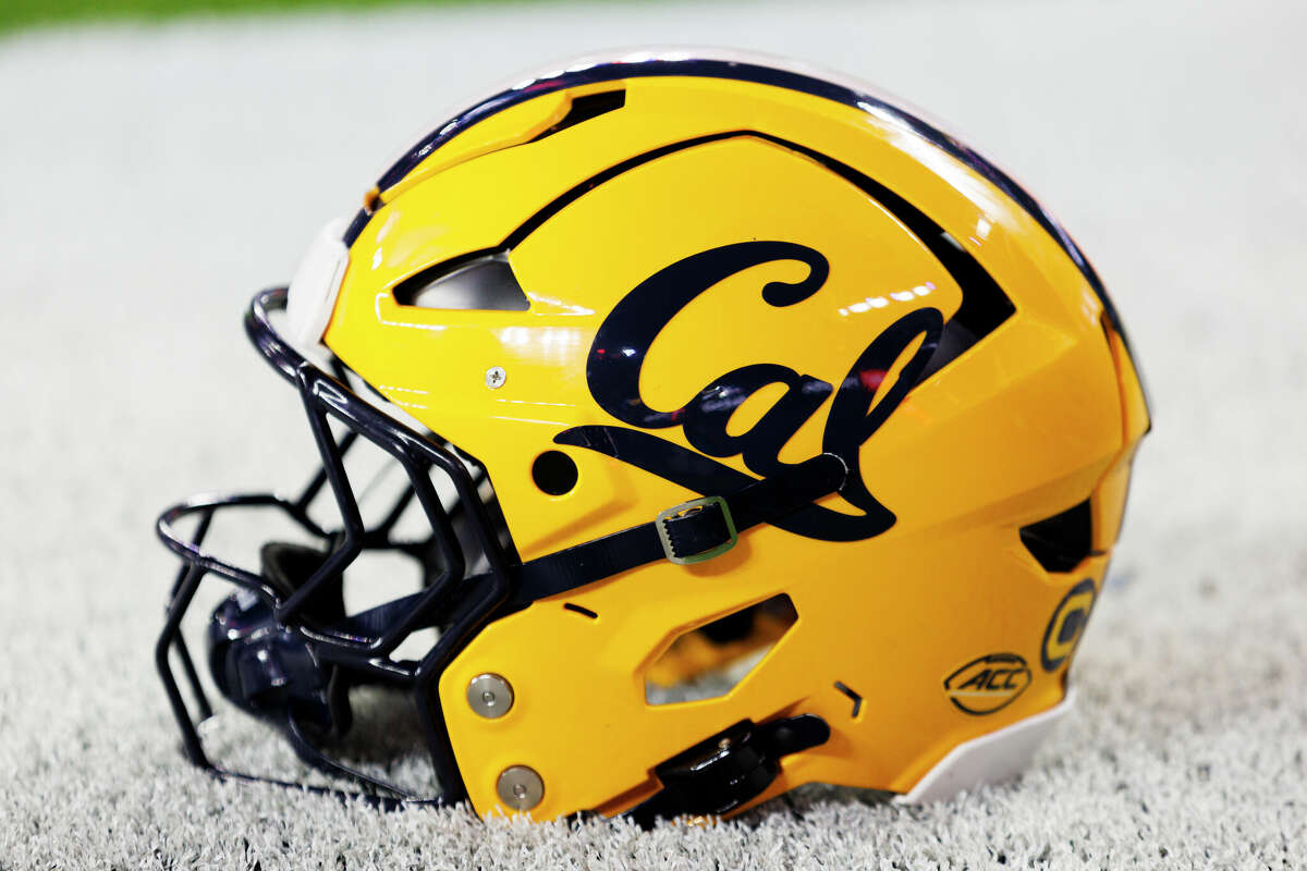 A detailed view is seen of a California Golden Bears helmet on the field before a game against UNLV Rebels at SoFi Stadium on Dec. 18, 2024 in Inglewood, Calif.