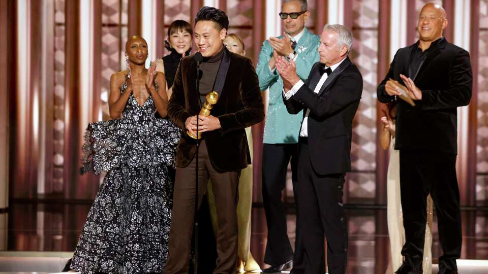 Jon M. Chu accepts the award for Cinematic and Box Office Achievement at the 82nd Annual Golden Globe Awards at The Beverly Hilton on January 05, 2025 in Beverly Hills.