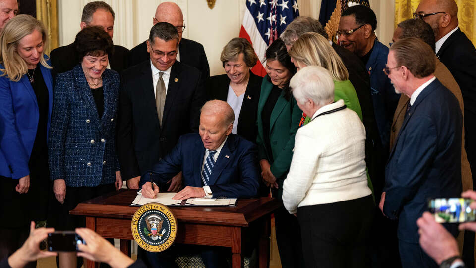 WASHINGTON, DC - JANUARY 05: U.S. President Joe Biden signs the Social Security Fairness Act during an event in the East Room of the White House on January 5, 2025 in Washington, DC.  The legislation will expand Social Security benefits for millions of retired Americans, including firefighters, police officers and teachers. (Photo by Kent Nishimura/Getty Images)