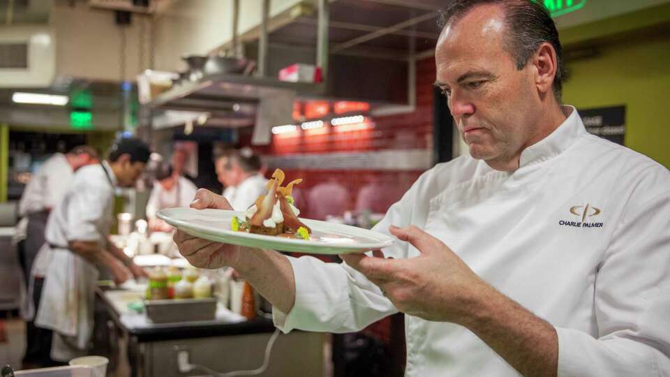 Dry Creek Kitchen chef Charlie Palmer inspecting Winter Chocolate Wonderland dessert, Saturday January, 07 2017 in Healdsburg, CA.