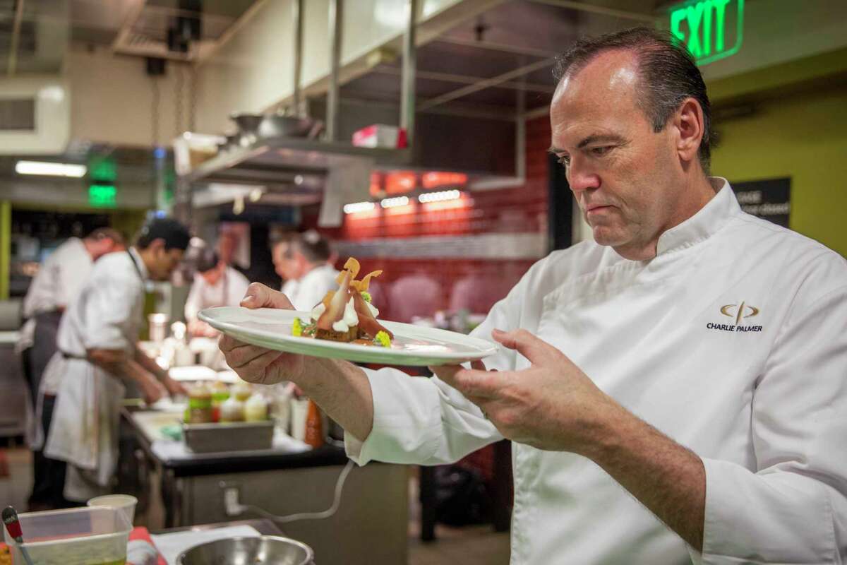 Dry Creek Kitchen chef Charlie Palmer inspecting Winter Chocolate Wonderland dessert, Saturday January, 07 2017 in Healdsburg, CA.