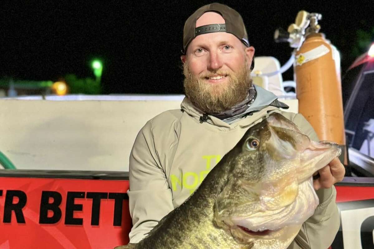 Brady Stanford caught a largemouth bass weighing more than 13 pounds on Jan. 2. 