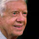 Former President Jimmy Carter smiles as he attends an autograph session for his book "Sharing Good Times" at Borders Books and Music Dec. 15, 2004, in Westwood, California. (Mark Mainz/Getty Images/TNS)