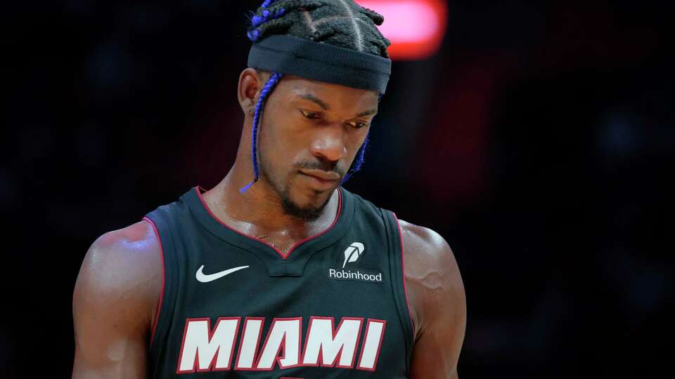 Miami Heat forward Jimmy Butler (22) looks on during the game against the Los Angeles Lakers at Kaseya Center in Miami on Wednesday, Dec. 4, 2024.