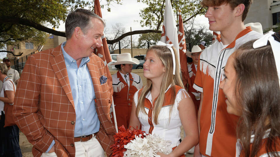 Jay Hartzell and the University of Texas Longhorns Spirit Squad at the Austin Convention Center at the SXSW 2024 Conference and Festivals on March 8, 2024 in Austin, Texas.