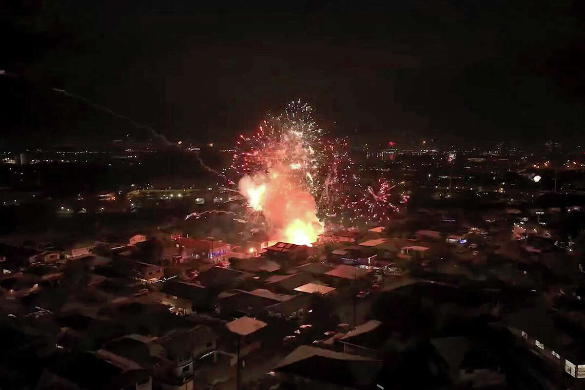 A screen grab captured from a video shows the emergency responders, including police, fire, and emergency medical services after the fireworks-related incident during the New Year's eve in Hawaii, USA on January 1, 2025.