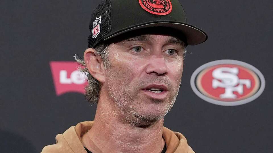 FILE - San Francisco 49ers defensive coordinator Nick Sorensen speaks at a news conference during NFL football training camp in Santa Clara, Calif., July 31, 2024. (AP Photo/Jeff Chiu, File)