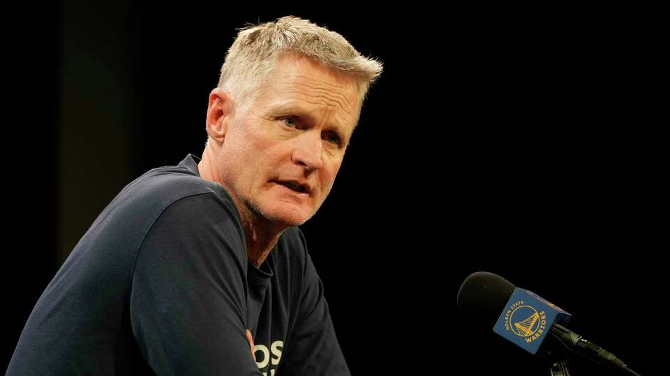 Golden State Warriors head coach Steve Kerr speaks at a news conference at the NBA basketball team's facility in San Francisco, Tuesday, Dec. 17, 2024. (AP Photo/Jeff Chiu)