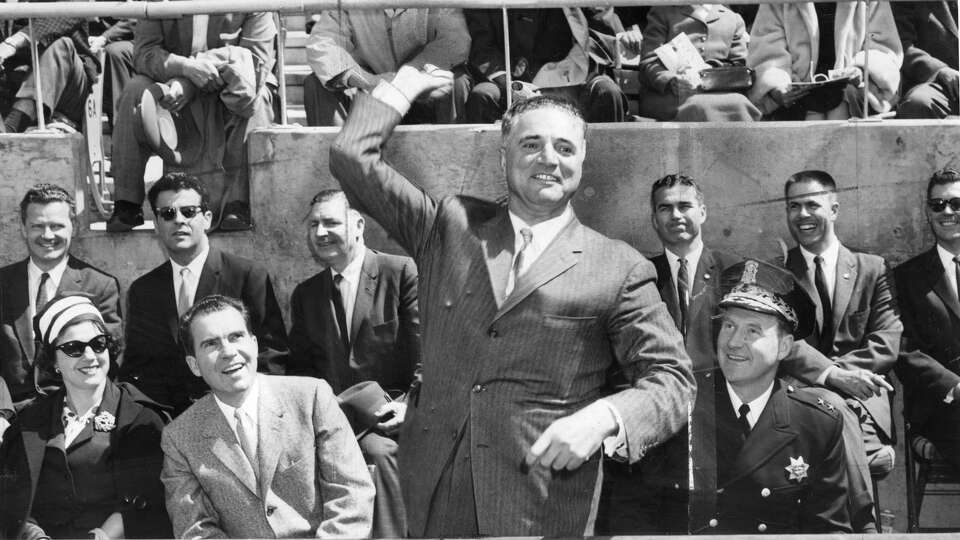 1960 San Francisco Giants opening day, as well as the opening of their new stadium, Candlestick Park With Vice President Richard M. Nixon in attendance, Mayor George Christopher tossed out the first pitch.