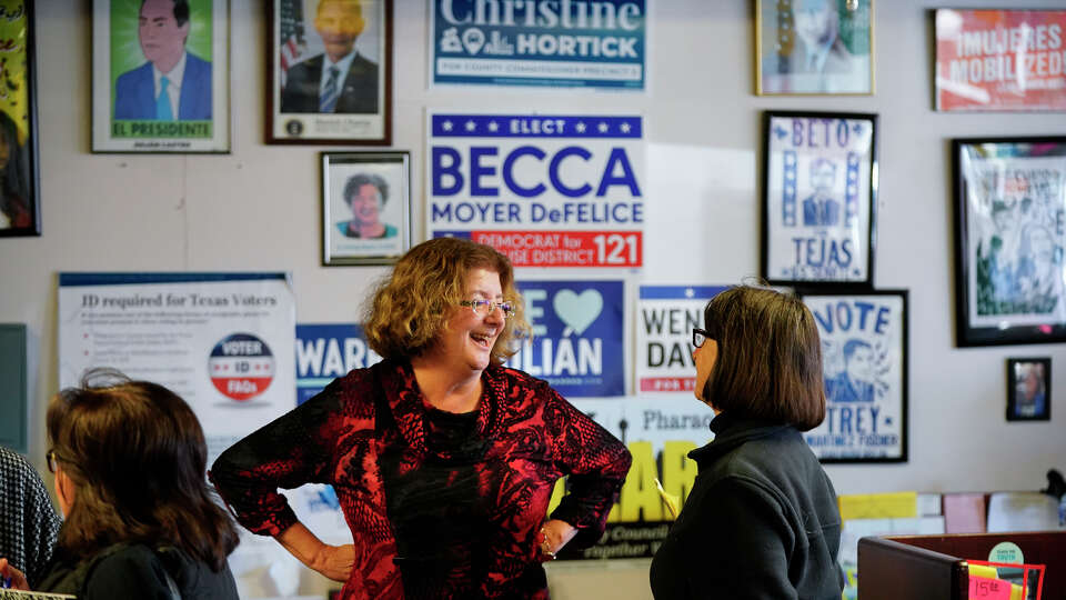 Bexar County Democratic Chair Michelle Lowe Solis ltalks with supporters during a press conference Sunday afternoon at Democratic Headquarters outlining Democratic priorities for the upcoming 89th Texas Legislative session.