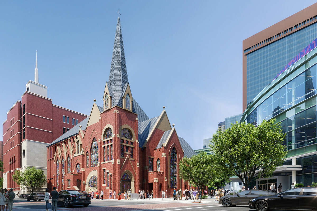 Renderings of First Baptist Church in Dallas. 