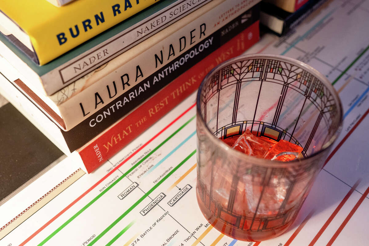 A Negroni at Clio’s bookstore and bar in Oakland, Calif. on Jan. 10, 2025.