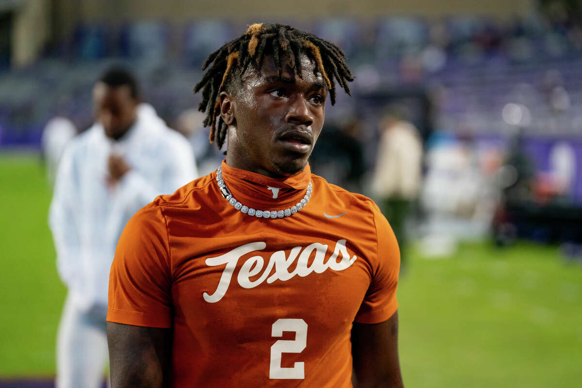 FORT WORTH, TX - NOVEMBER 11: Texas Longhorns wide receiver Johntay Cook II (2) walks on the field before a game between the Texas Longhorns and TCU Horned Frogs college football game on November 11, 2023 at Amon G. Carter Stadium in Fort Worth, TX. (Photo by Chris Leduc/Icon Sportswire via Getty Images)