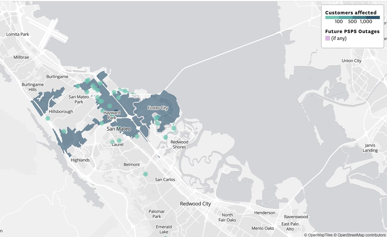 Bay Area PG&E outage hits thousands along Peninsula, San Mateo