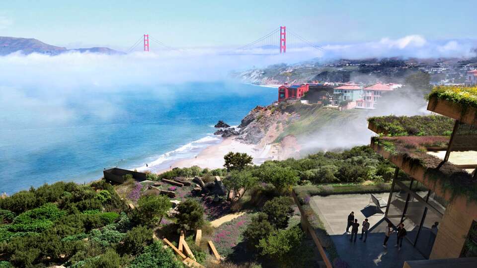 Renderings of the proposed project for 496 Sea Cliff Avenue, by Sean Bailey Design and Studio Earth Work, spearheaded by billionaire hedge fund manager and former presidential candidate Tom Steyer.