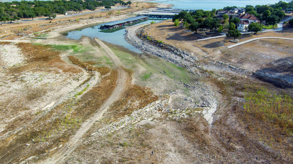 Cranes Mill Marina is seen Wednesday, Sept. 27, 2023, on Canyon Lake as water levels continue to drop to record low levels not seen since the lake was filled.