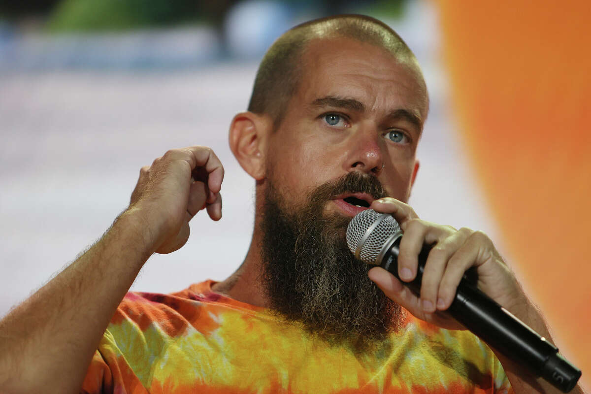 Jack Dorsey, the chairman and co-founder of Block, speaks on stage at the Bitcoin 2021 Convention on June 04, 2021 in Miami, Florida. 