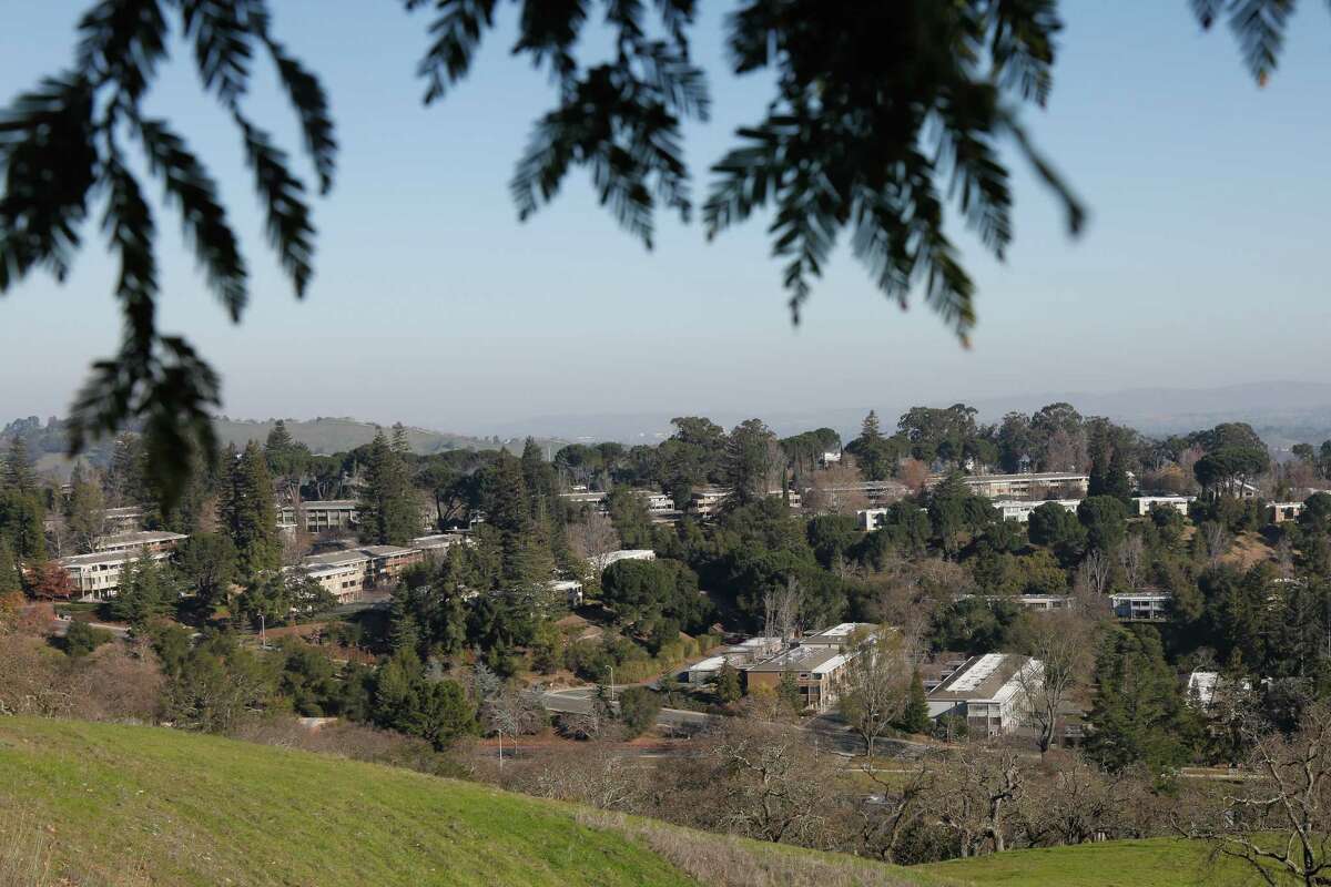 Homes and structures are seen in the Walnut Creek retirement community of Rossmoor on Thursday. To buy a home in Rossmoor, most people now have to pay cash due to complications caused by the insurance crisis and the complex nature of the development.