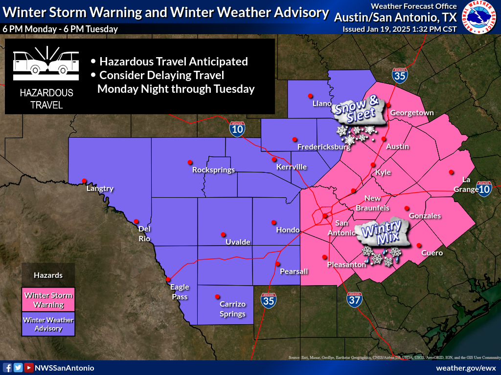 Winter storm warning issued for San Antonio, South-Central Texas