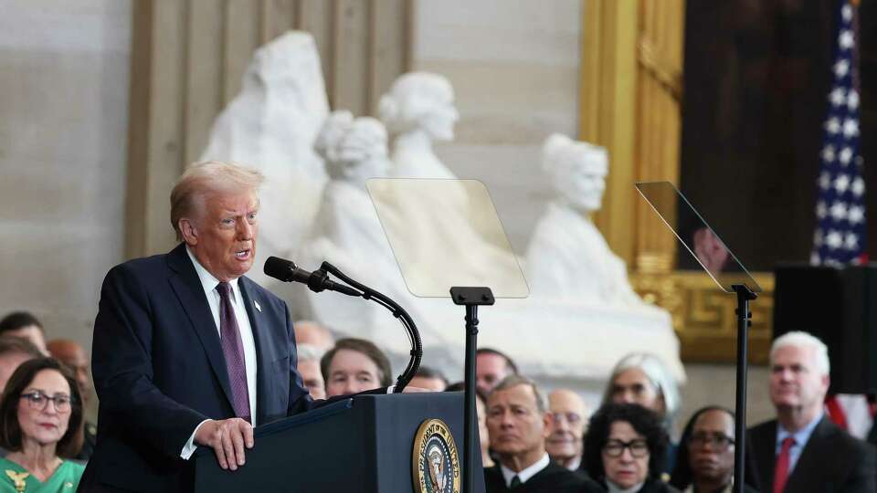 WASHINGTON, DC - JANUARY 20: U.S. President Donald Trump speaks during inauguration ceremonies in the Rotunda of the U.S. Capitol on January 20, 2025 in Washington, DC. Donald Trump takes office for his second term as the 47th president of the United States.