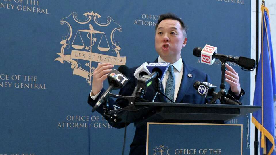 Connecticut Attorney General William Tong talks to the media after the Trump inauguration ceremony concerning the executive orders being signed by President Trump, immigration being the biggest topic, on Monday in January 20, 2025, in Hartford.