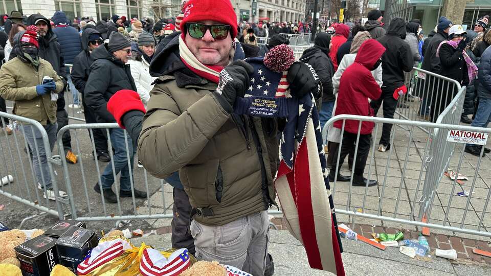 Chris Kingsley, of Newtown, Conn., sold merchandize at the Trump inauguration weekend in Washington DC. 