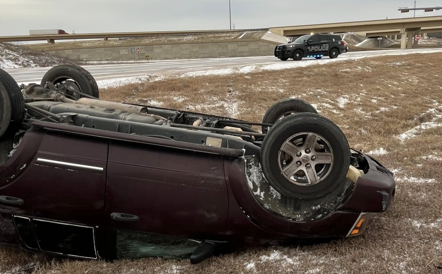 Icy rollover crash leaves multiple people injured near Austin