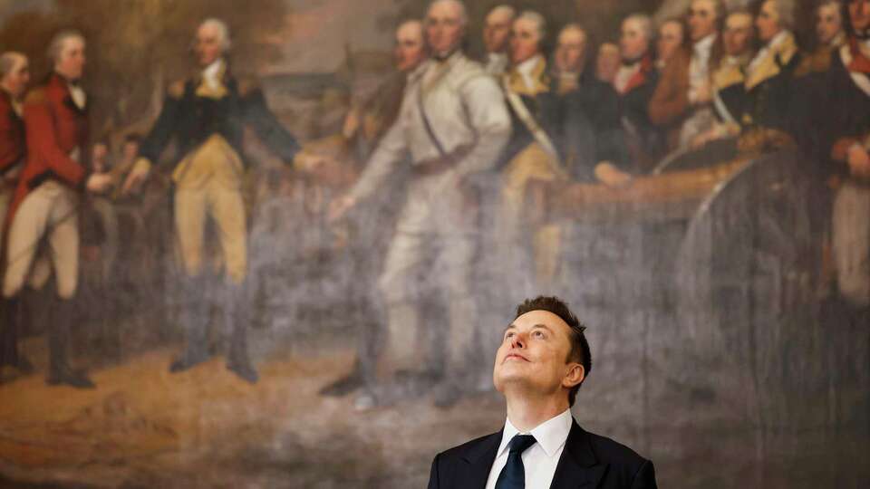 Elon Musk arrives before the 60th Presidential Inauguration in the Rotunda of the U.S. Capitol in Washington, Monday, Jan. 20, 2025. (Chip Somodevilla/Pool Photo via AP)