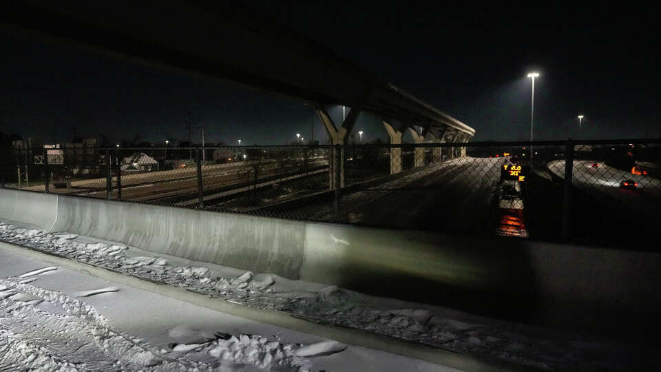 Icy streets over I 45 are photographed the morning after a winter storm hit Houston on Wednesday, Jan. 22, 2025 in Houston.