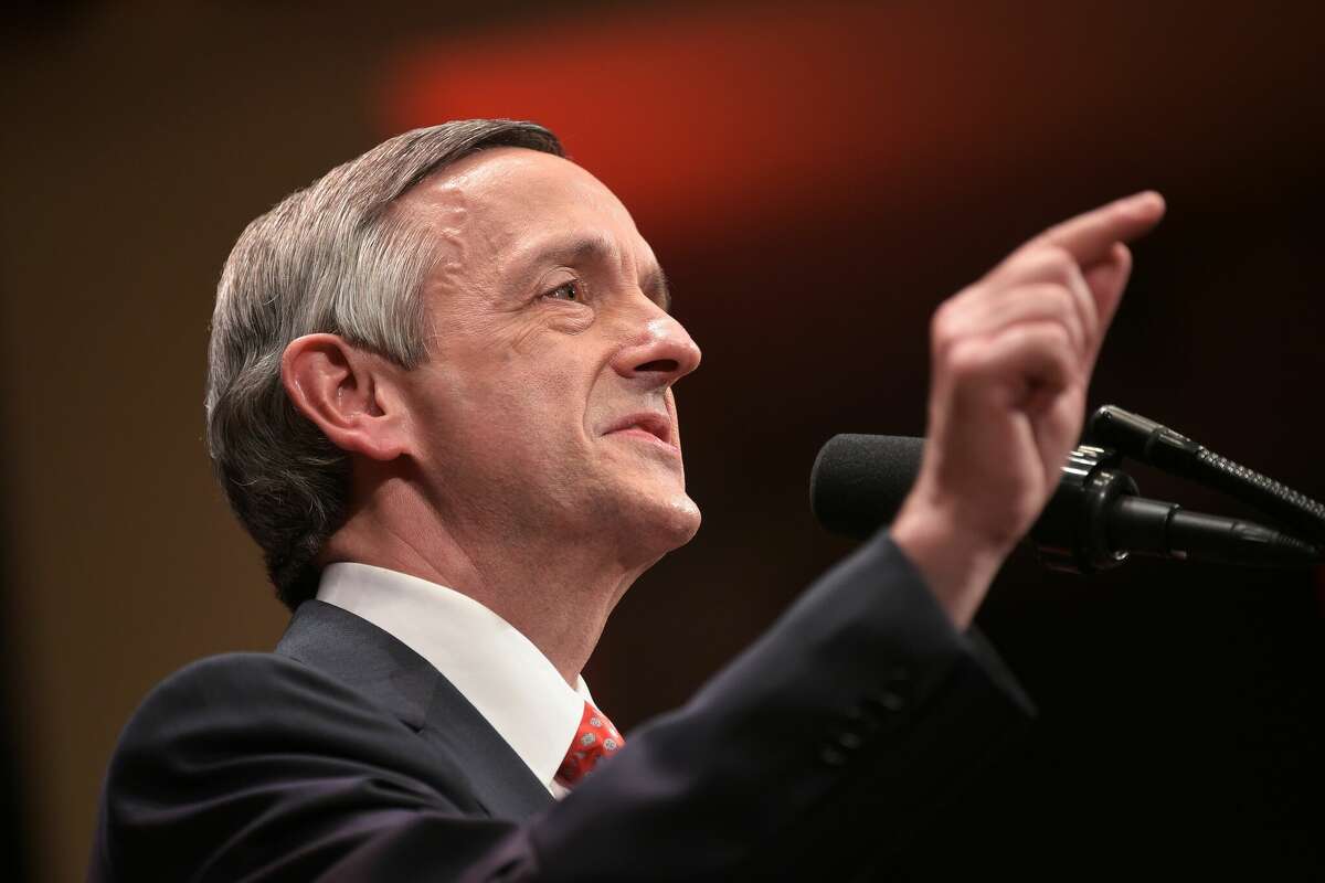 Pastor Robert Jeffress, pastor of the First Baptist Church in Dallas, introduces US President Donald Trump at the Celebrate Freedom concert at the John F. Kennedy Center for the Performing Arts in Washington, DC on July 1, 2017. 