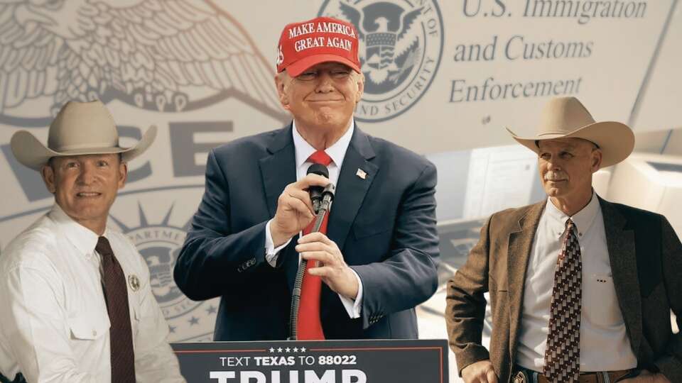 As President Donald Trump (middle) began rolling out new immigration policies, experts said local conservative leaders like Galveston County Sheriff Jimmy Fullen (right) and Montgomery County Sheriff Wesley Doolittle (left) could be key to advancing his mass deportation plans.