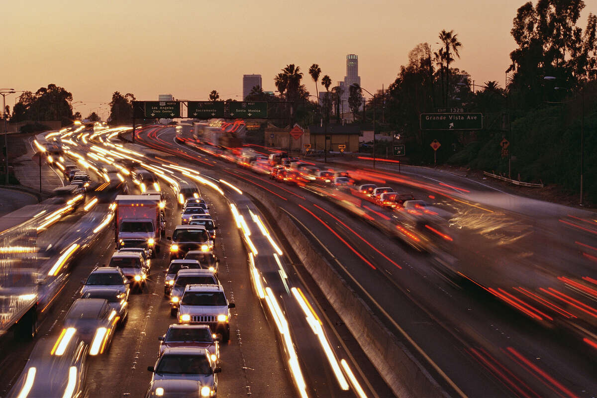 Interstate Highway 5 runs through downtown Los Angeles, where it seem perpetually jammed. Oct. 31, 1996.