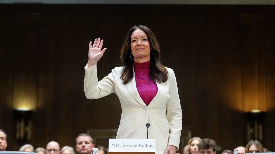 Brooke Rollins is sworn-in for a Senate Agriculture, Nutrition, and Forestry Committee hearing on her nomination for Secretary of Agriculture, Thursday, Jan. 23, 2025, in Washington. (AP Photo/Jacquelyn Martin)