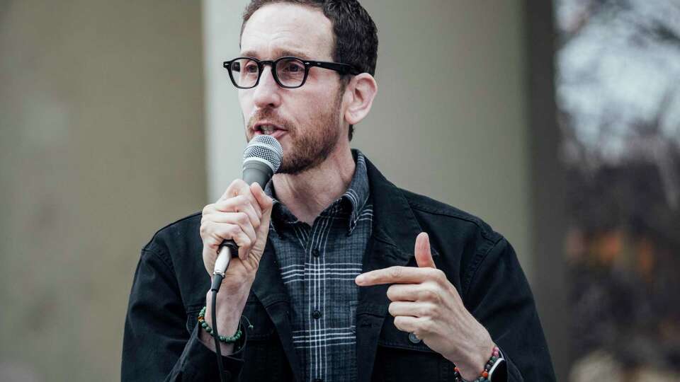 California State Senator Scott Wiener speaks during a campaign kickoff event for Propositions C, E and F at the Japantown Peace Plaza in San Francisco, Saturday, Jan. 6, 2024.