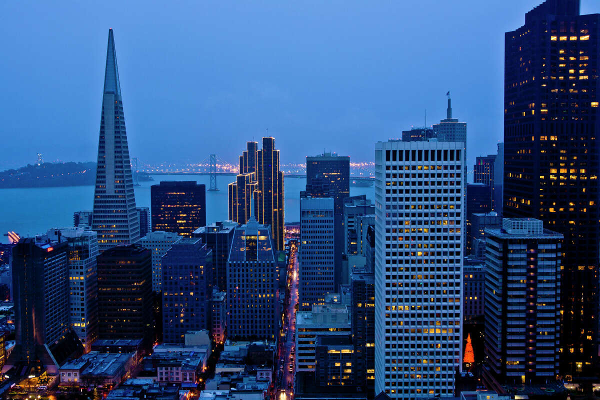 FILE - The early morning skyline is viewed from the Fairmont Nob Hill Hotel on December 22, 2012, in San Francisco.