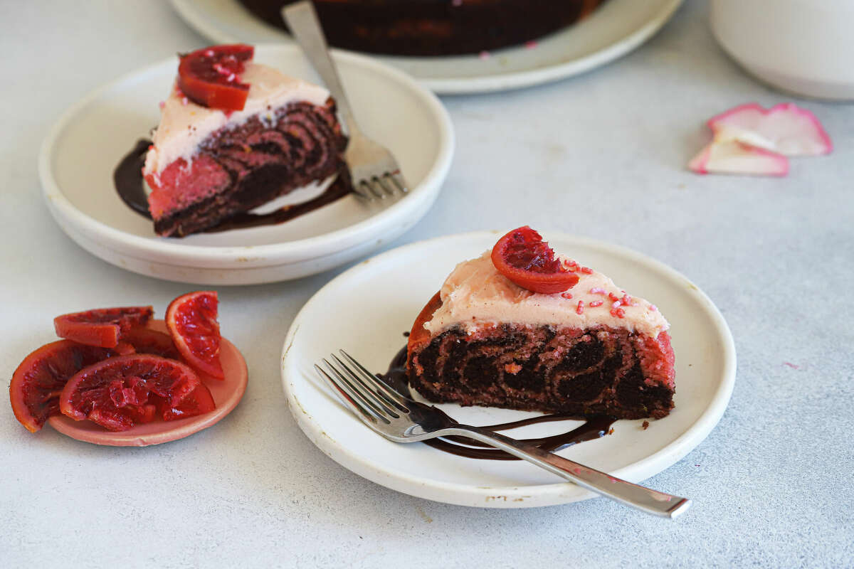 Blood orange and chocolate are a match for Valentine’s Day cake