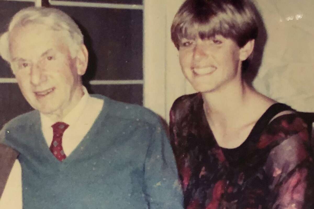 The author and her father, Dr. Ernst Drenick, who was forced to flee Austria in 1938, at home in Los Angeles in 1988.