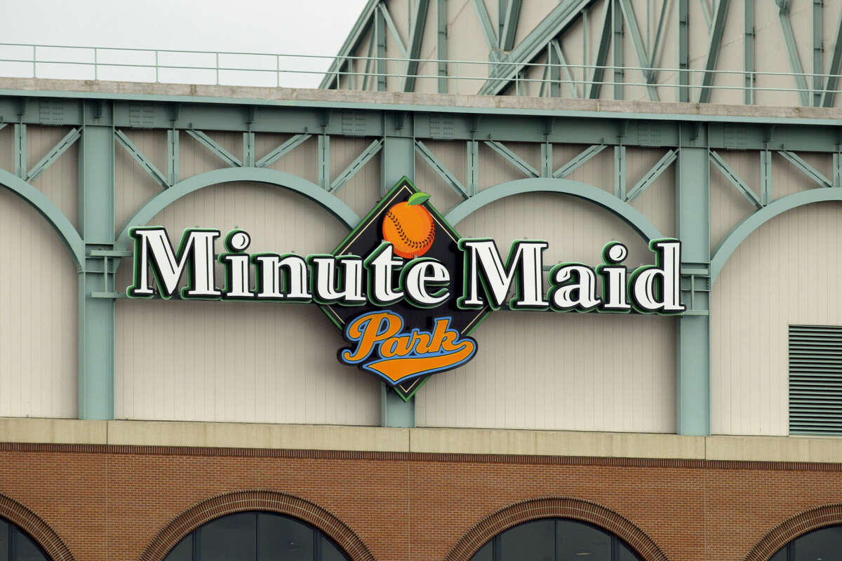 HOUSTON - APRIL 3: A general view of Minute Maid Park logo outside the walls of the stadium prior to the MLB game between the Houston Astros and Colorado Rockies at Minute Maid Park on April 3, 2003 in Houston, Texas. The Rockies defeated the Astros 10-5. (Photo by Ronald Martinez/Getty Images)