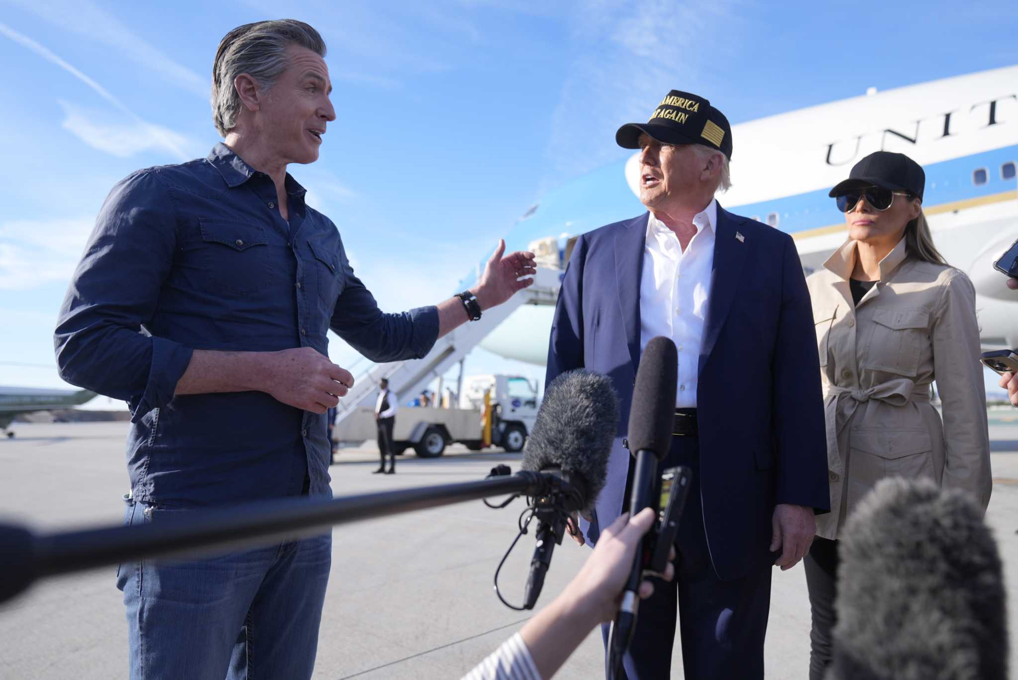 Newsom holds his fire as Democrats seethe over Trump’s funding freeze