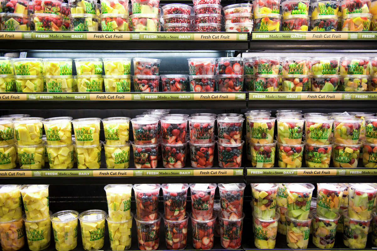 Cut fruit for sale at a Whole Foods Market.