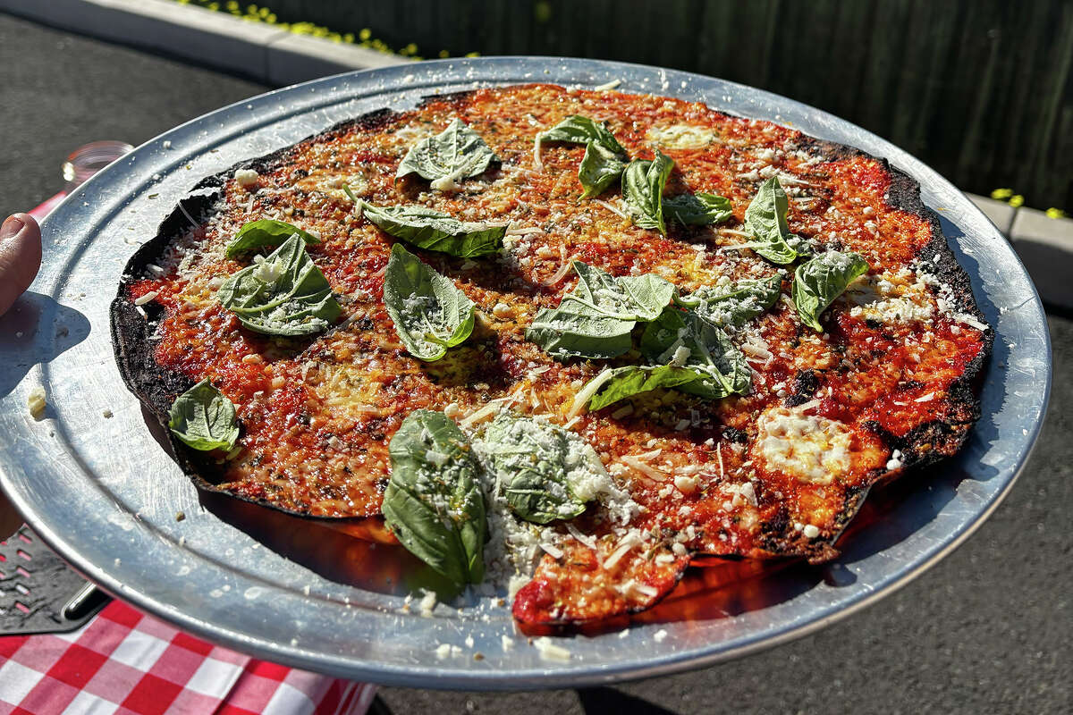 A margherita pizza from Bar Pie Guys, the new pop-up from Square Pie Guys.