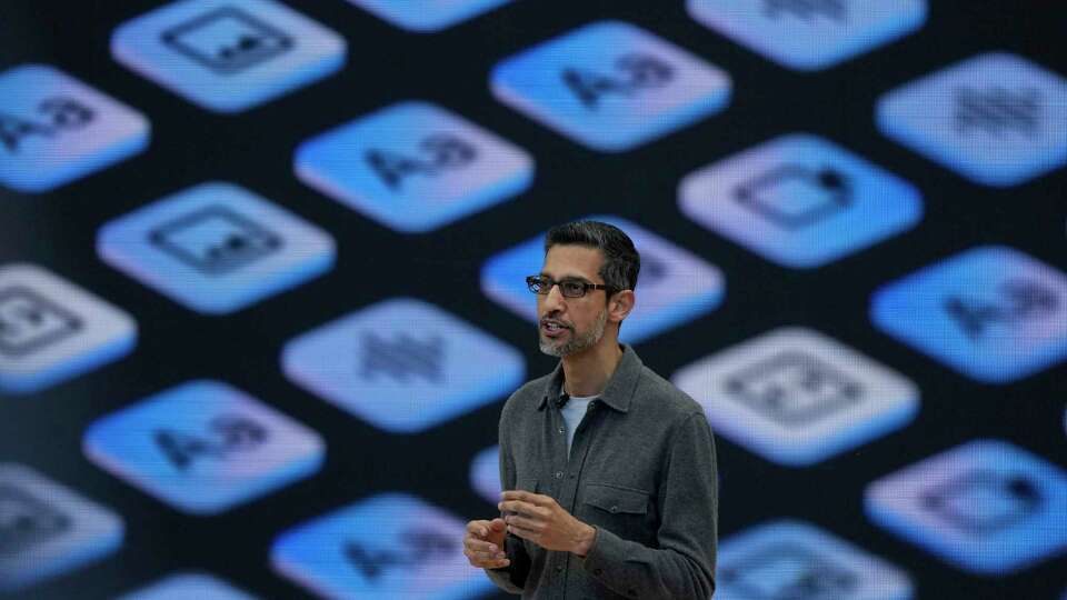 Alphabet CEO Sundar Pichai speaks at a Google I/O event in Mountain View, Calif., Tuesday, May 14, 2024. (AP Photo/Jeff Chiu)