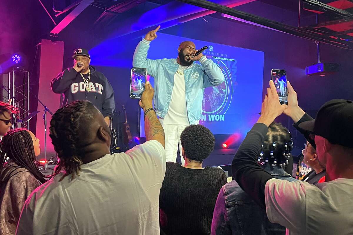 Pastor Vaughaligan 'Von Won' Walwyn performs during his album release party at Space City Church in southwest Houston. 