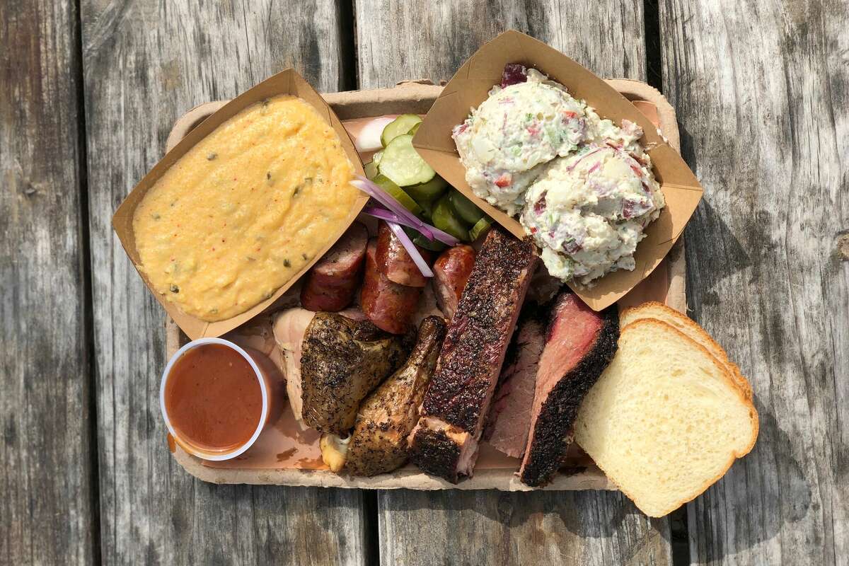 A platter of meat and sides from Micklethwait Market & Grocery, a former location of Micklethwait Craft Meats, in 2019.