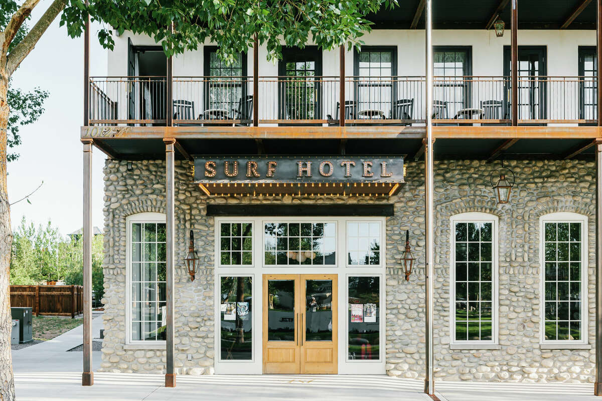 The Surf Hotel in Buena Vista, Colorado, is built with native river rock