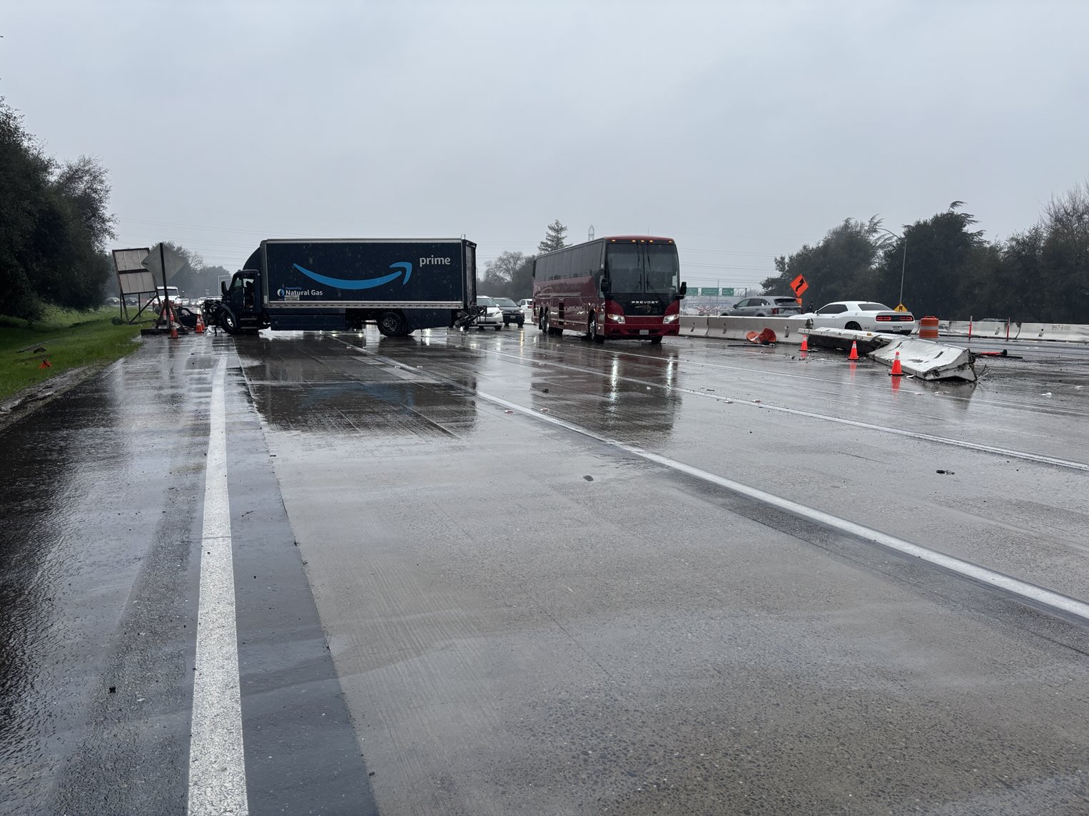 Amazon truck crash blocks lanes on Highway 50 en route to Tahoe