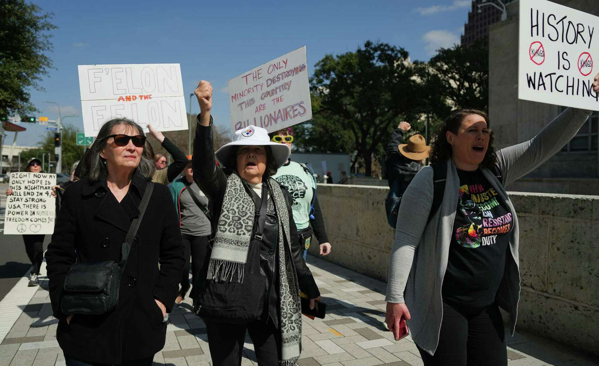 Presidents Day protest: Hundreds gather outside Houston City Hall