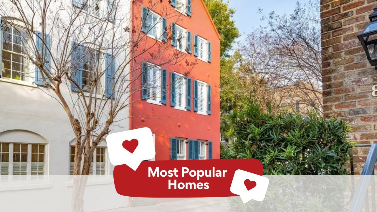 $3 Million Bright Red Charleston Row House That Dates Back to 1790 Makes Bold Impression at the Top of the Most Popular Homes List